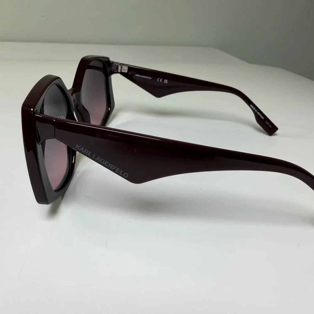 Karl Lagerfeld KL6208S Burgundy Geometric Oversized Sunglasses Plant Based Resin